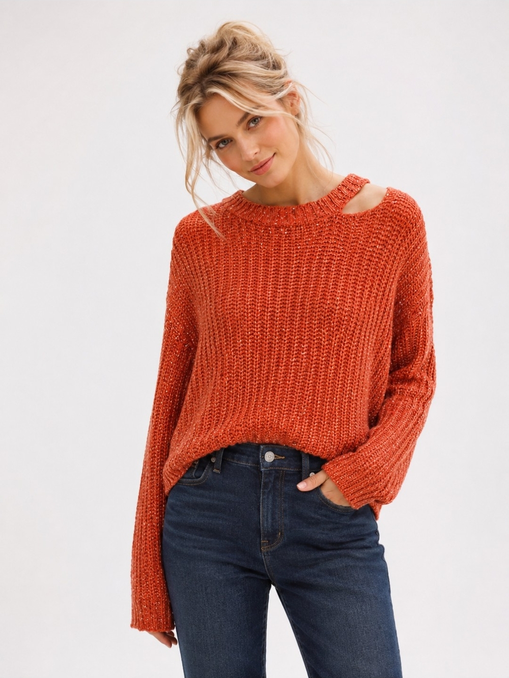 CBRAND NWT 2XL Cozy Rust Knit Sweater Relaxed Fit Fall Winter Pullover